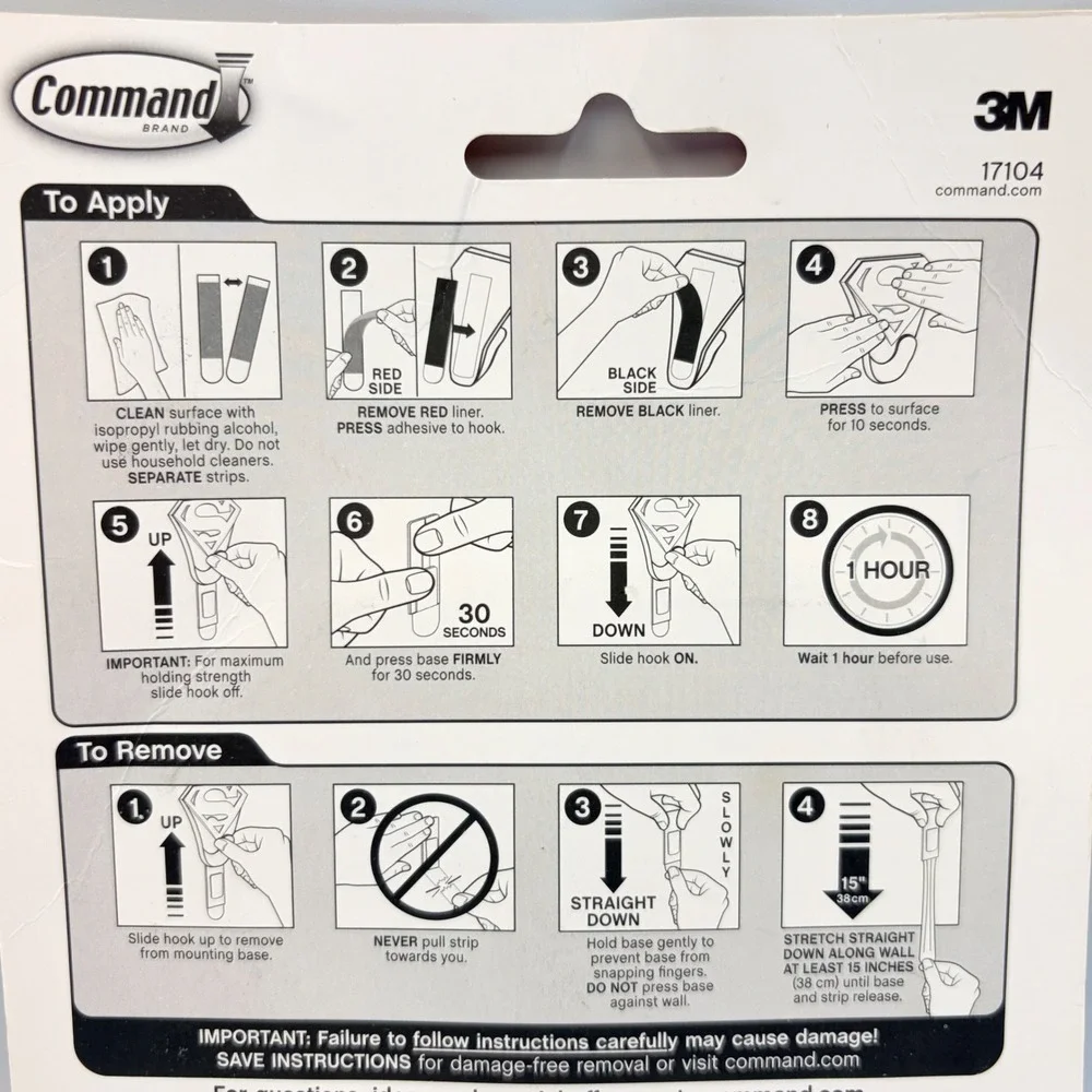 3M Command Superman Decorative Hooks Limited Edition Large 5lb Capacity Set of 3